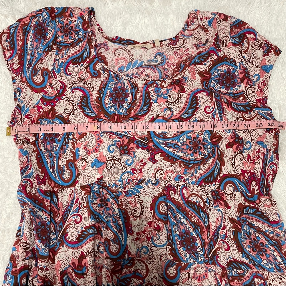 Soft Surroundings | Kara Boho Paisley Blue/Pink Tiered Maxi Dress - Picture 6 of 13